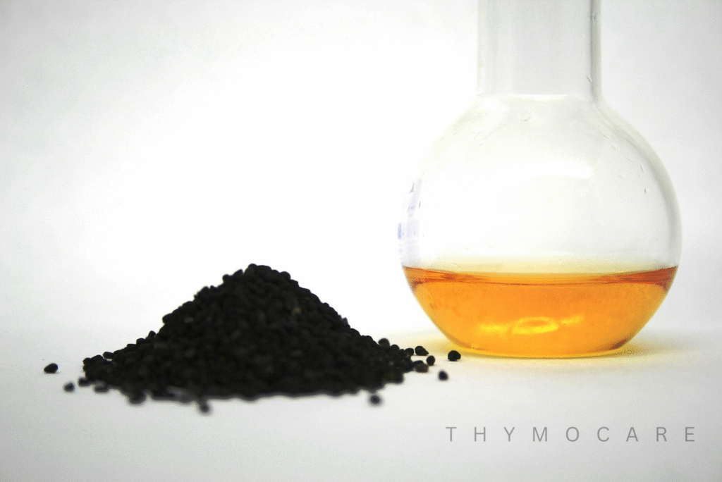 Healthy smoothie with black seed oil for gut and immune support